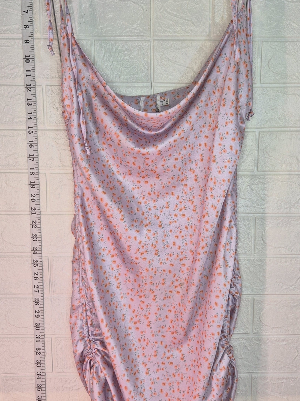 Princess Polly Talu Mini Dress Purple Floral Satin Women's Size 12 Tie Shoulder